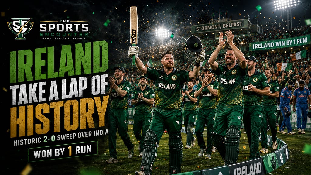 Irish cricketers take a lap of honor around Stormont, Belfast, applauding fans after completing a historic 2-0 T20I series sweep over India.